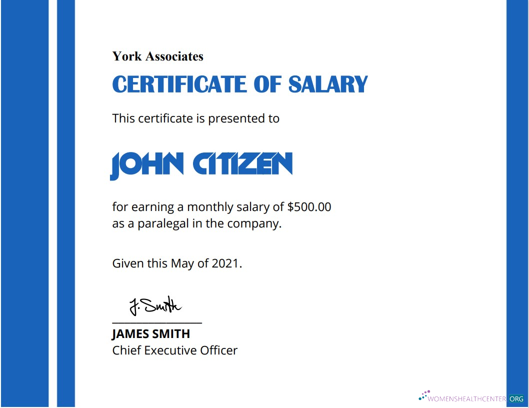 Download USA Salary certificate Photoshop template